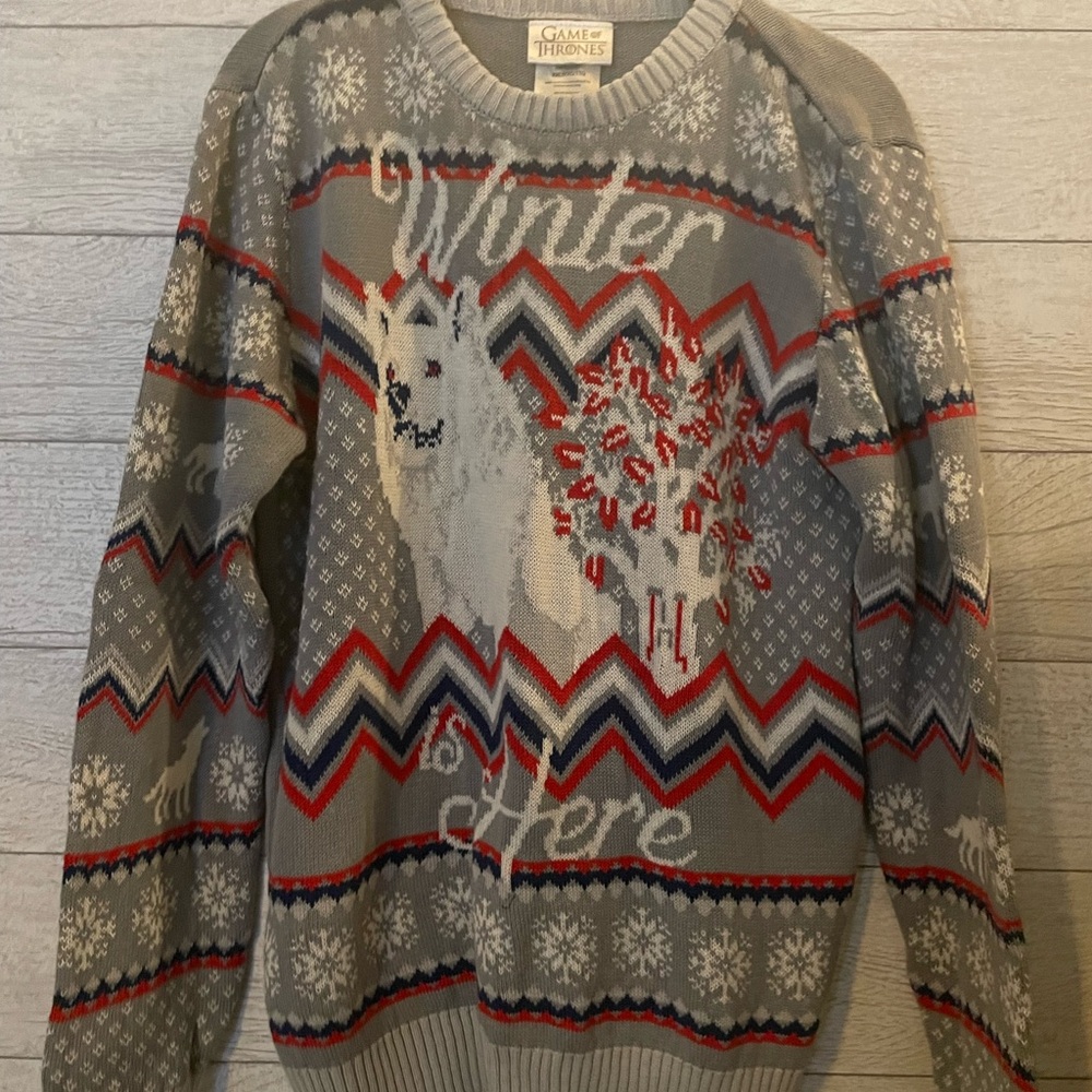 Ugly Christmas sweater, game of thrones “Winter is Here”.  NWOT.